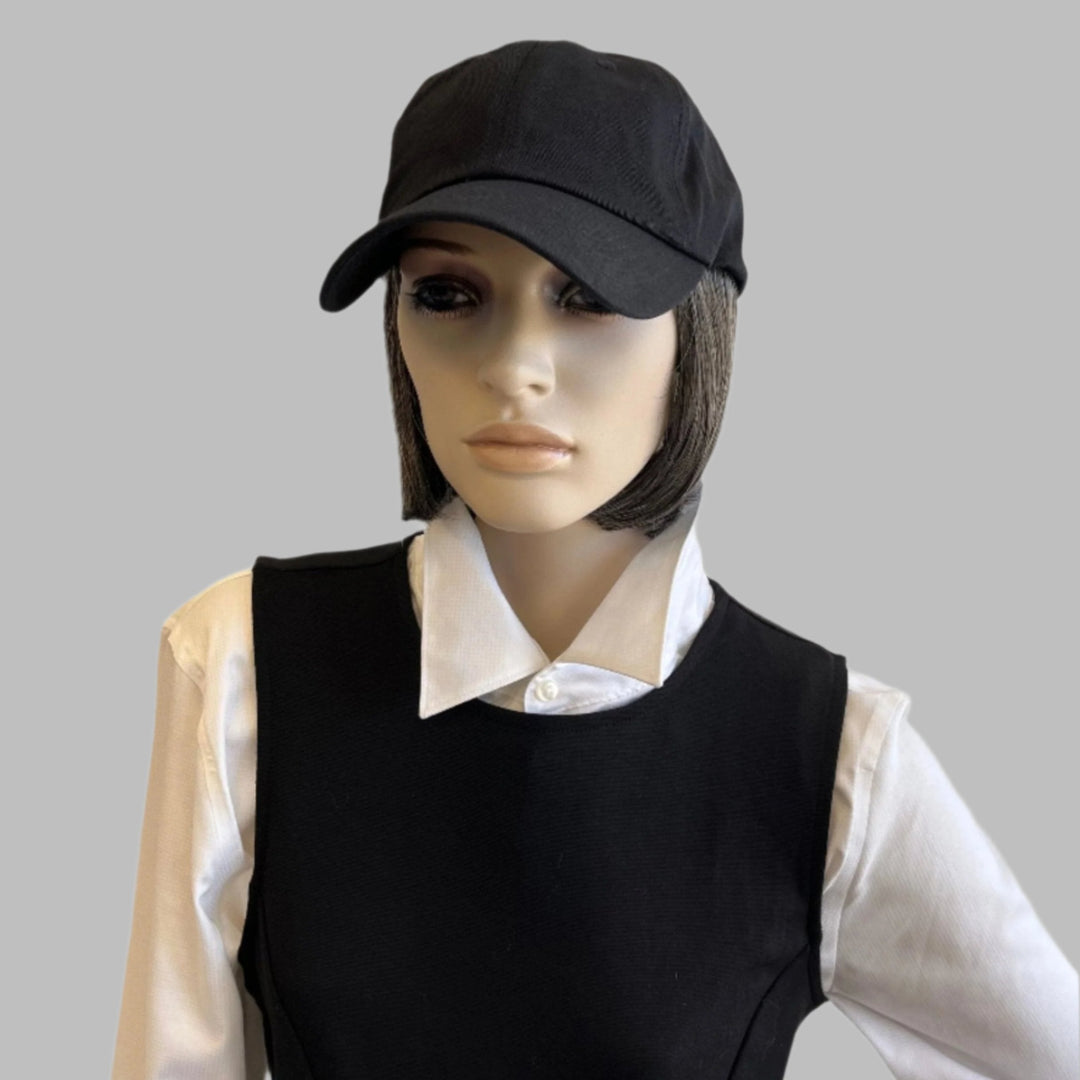Hat with hair short dark gray – Eva Co Wigs